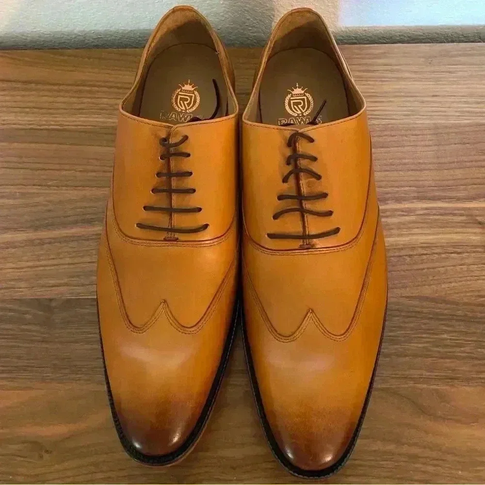 Rawls New Hamilton Designer Leather Wingtip Oxfords Lace Up Shoes Uk 13 US 14